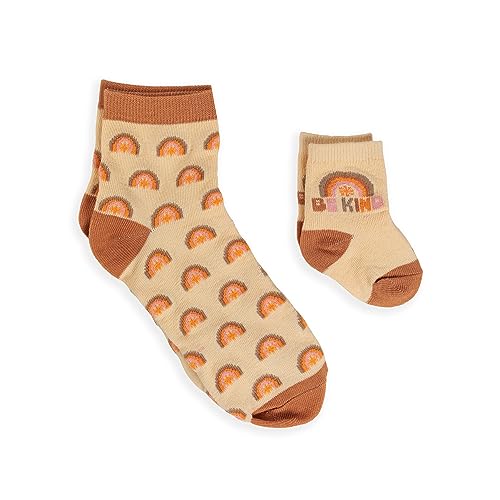 JuJuBe x Studio Oh! Baby Essentials Mama & Me Matching Socks - Mom & Baby Boy/Girl Set, Ankle Socks for Infants 3-12 Months and Adult - Be Kind Rainbows