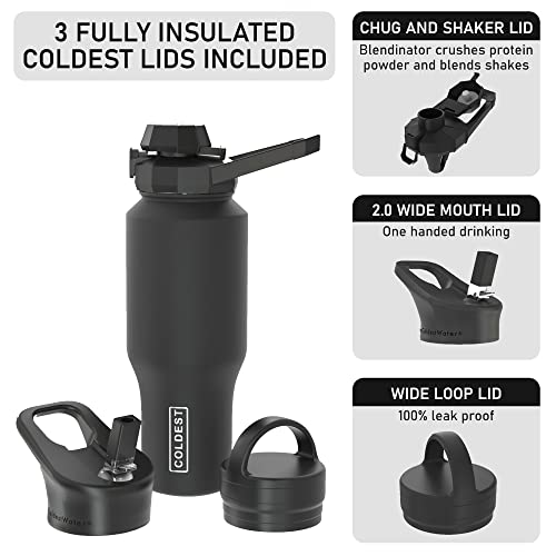 Coldest Sports Water Bottle - 3 Lids (Chug Lid, Straw Lid, Handle Lid) Tumbler with Handle on Lid Water Bottles Cup Vacuum Insulated Stainless Steel, Fits Cirkul Lid (46 oz, Astronaut Green Glitter) 7 Coldest Sports Water Bottle - 3 Lids (Chug Lid, Straw Lid, Handle Lid) Tumbler with Handle on Lid Water Bottles Cup Vacuum Insulated Stainless Steel, Fits Cirkul Lid (46 oz, Astronaut Green Glitter) - Image 5