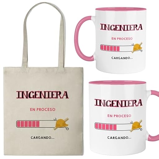 Kembilove® Set Taza y Bolsa Ingeniera | Regalo Único Motivación Ingeniería Innovación | Diseño Moderno Engranajes Tecnología Personalizado para Ingenieras Exitosas | Ya disponible en tu tienda friki favorita! En mundofriki.es!