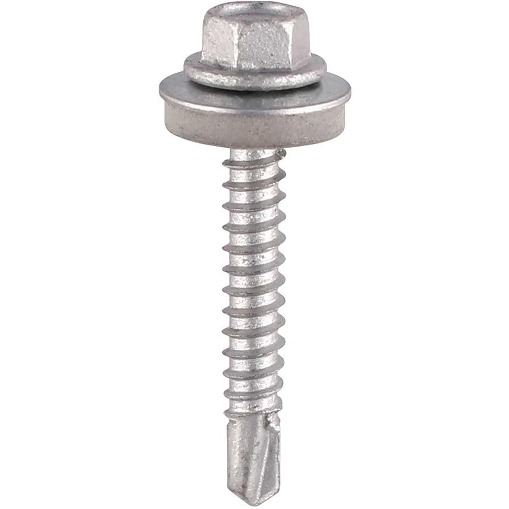 Timco Silver Self-Drilling Light Section Screws Exterior With Epdm Washer - 5.5 X 25