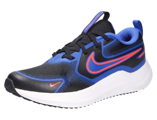 Nike Zapatillas de correr para niños, modelo HM4402 002 negro/azul/rojo, suela de goma con tracción, malla transpirable, turquesa, 38 EU