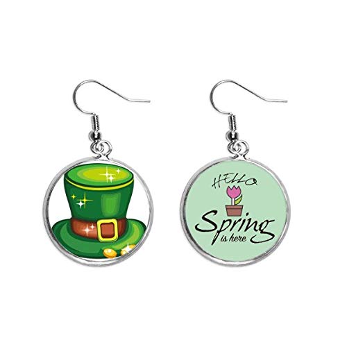 Pendientes de San Patricio con sombrero verde colgante y brillo de primavera