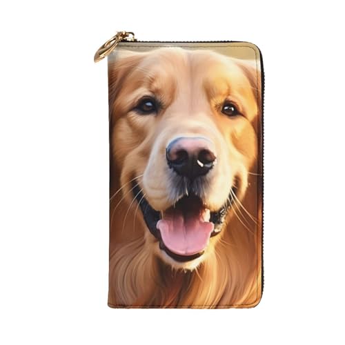 Leather Wallet - Stylish and Durable Wallet for Women with Multiple Compartments and Zipper Design Lovely Golden Retriever Dog Picture2