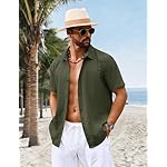 Cotrasen Men's Short Sleeve Button Down Shirts Casual Textured Shirts Summer Beach Vacation Shirt with Pocket - Image 4