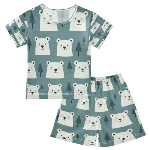 senya Short Sleeve Pajamas Sets Summer Cotton Sleepwear Bear Tree