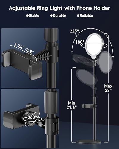Dimmable Ring Light with Stand for Desk, Adjustable Desk Light for Video Recording, 30 Light Modes Video Conference Lighting, Zoom Lighting for Computer, Webcam, Podcast, Calls, Home Office, CRI 97.8 - image 5