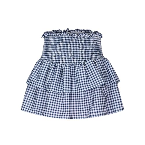 Women's Cute Layered High Waist Lined Plaid Ruffle Pleated Tiered A-Line Flared Flowy Swing Beach Mini Culottes Skirt2