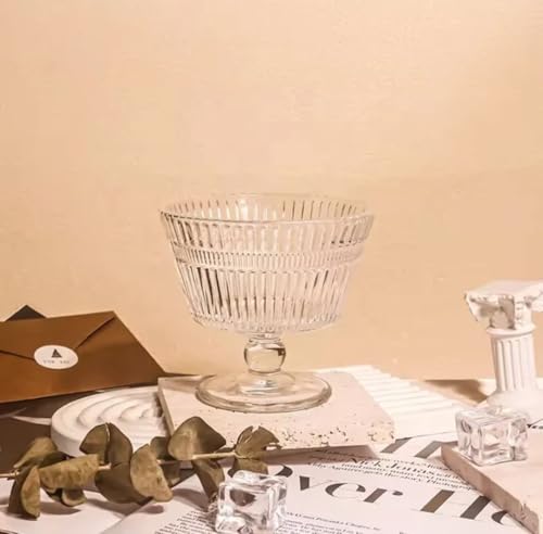 Image of Glass Ice Cream Bowls Set of 4 With Gold Spoon, Dessert Cups for Sundae, Fruit, Cocktail, 7.5oz Footed Parfait Cups (6 Pcs, 270 ml)