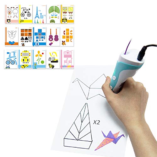 20 Sheets 3D Printer Drawing Molds Paper Stencils For 3D Printing Pen, 40 Patterns And A Clear Plate Set #TOP2