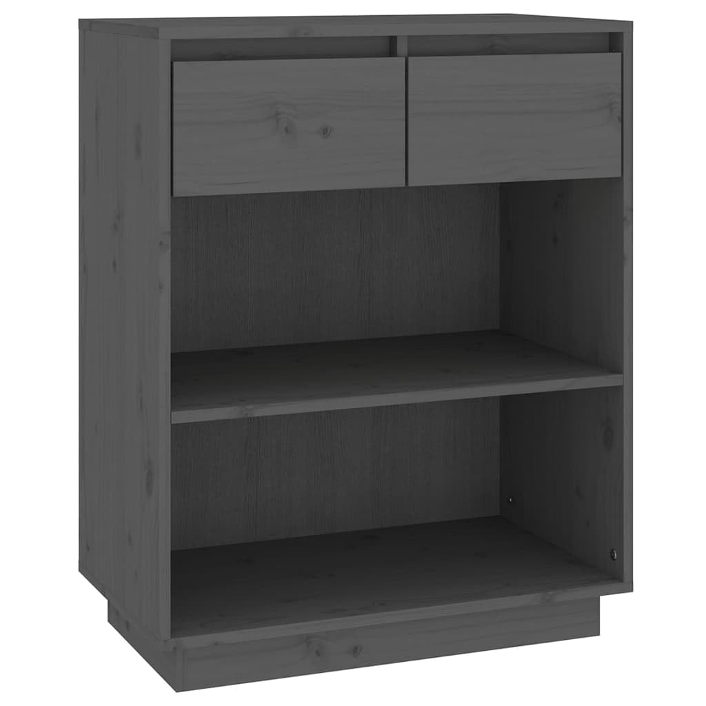Szafka na konsolę szara 60 x 34 x 75 cm, lite drewno sosnowe