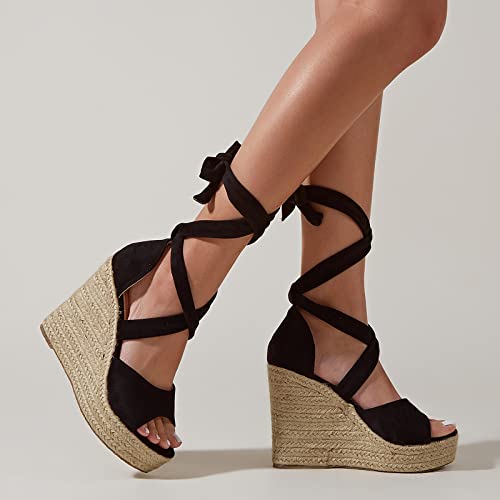 Sandales compensées noires taille 41 avec semelle soft amortissante
