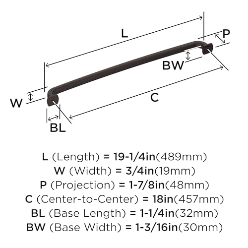 Amerock Surpass 18 inch (457mm) Center-to-Center Oil-Rubbed Bronze Appliance Pull, BP55525ORB by Amerock - Image 3