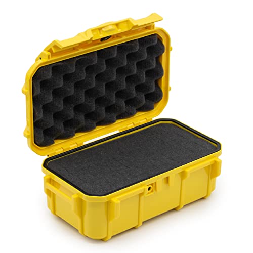 Evergreen 57 Waterproof Dry Box Protective Case with Pick & Pluck Foam - Travel Safe/Mil Spec/USA Made - for Cameras, Phones, Hiking, Boating, Water Sports, Action Cams (Yellow)