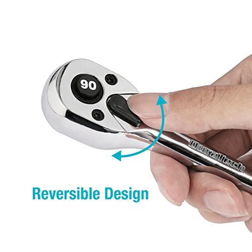 DURATECH 1/2-Inch Drive Ratchet, 90-Tooth Quick-release Ratchet Wrench, Reversible, Cr-V Made, Full Polished, Stocking Stuffers for Men Women Gifts for Men Gifts for Women by DURATECH - Image 4