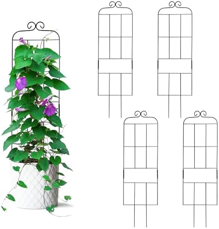 Set De 4 Rejillas Para Plantas Trepadoras - Metal Dorado, Formas Variadas, Para Interior Y Jardín