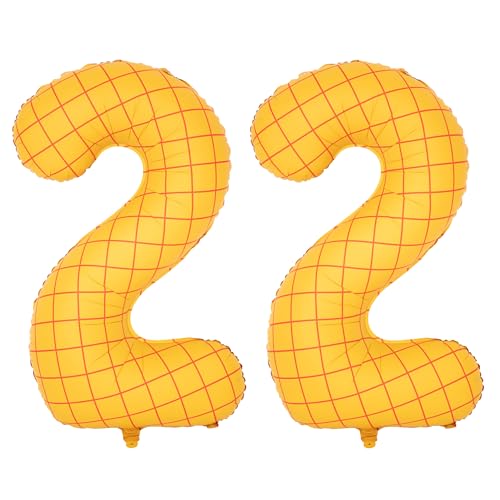 Image of 40 inch Large Number Balloon 22 Toy Inspired Story Yellow Birthday Balloon | Western Rodeo Party Supplies Boy Girl Story Anniversary Kids Birthday Party Cowboy Farm Themed Baby Welcome Decorations