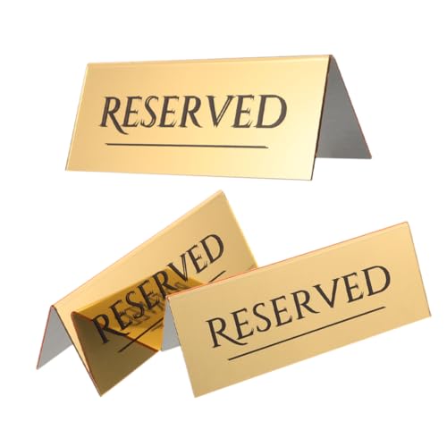 VALICLUD 3Pcs Reserved Table Signs Elegant Table Tent Place Cards for Weddings Events Banquets and Restaurants Double Sided Reserved Seating Signs