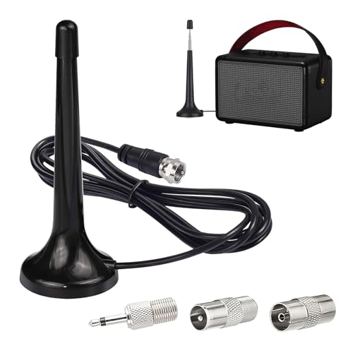 UKW/DAB+/DAB Antenne Zimmerantenne, Radioantenne Digitale Radio Antenne Verstärker Teleskopantenne mit Magnetfuß, 75 Ohm, inklusive 3 Adapter 3m Verlängerungskabel für HiFi-Empfänger und Stereoanlagen UKW/DAB+/DAB Antenne Zimmerantenne, Radioantenne Digitale Radio Antenne Verstärker Teleskopantenne mit Magnetfuß, 75 Ohm, inklusive 3 Adapter 3m Verlängerungskabel für HiFi-Empfänger und Stereoanlagen