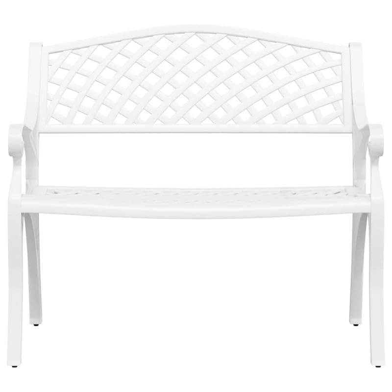 Eleganz Panchina da giardino 102 cm in alluminio pressofuso e ghisa Bianco