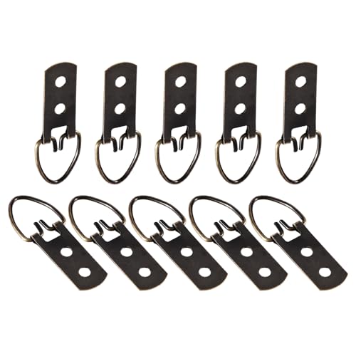 Image of DTGN 52mm x 20mm D Ring Picture Hangers Picture Frames Hanging Hanger - 10 Pcs - Good for Hanging Paintings - Picture Frame Hook Photos - Bronze Tone