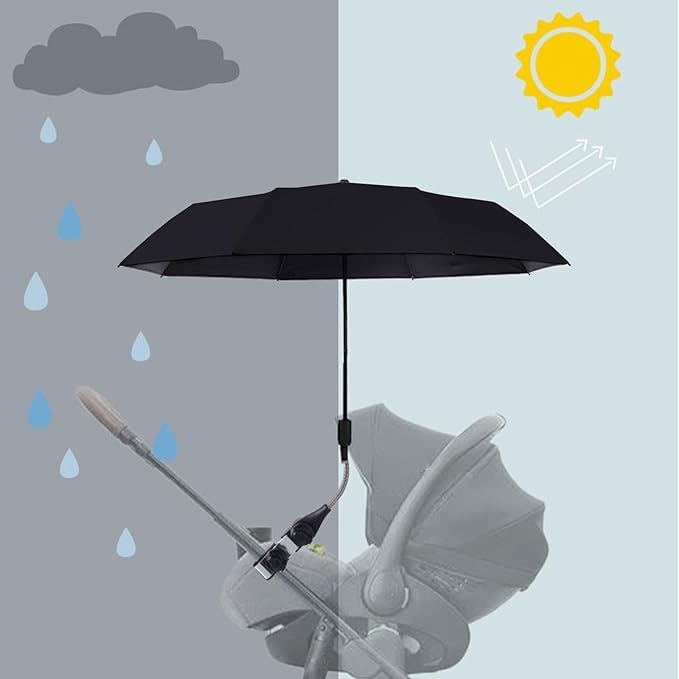 Sombrilla Carro Bebe Universal con Protección UV50+ Sombrilla Carrito Bebe Diámetro 90CM con Abrazadera de Fijación para Cochecito y Silla