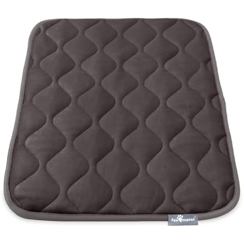 Paw Inspired Washable Padded Crate Mats for Dogs | 29” x 18” Pad, Fits 30-inch Kennels | Leakproof, Waterproof Bottom, Plush Pet Beds (Gray) Cover