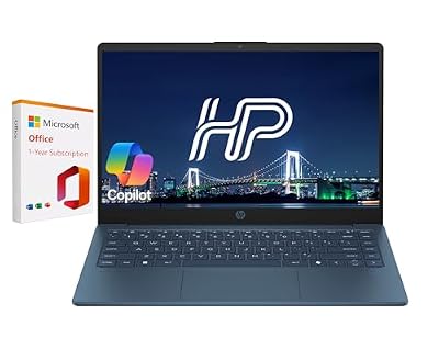 PLUS·ERA Customized Laptop, Created Using HP 14" Business & Student Laptop Computer with 1-Year Office 365, Quad-Core Intel Processor, 4GB/8GB/16GB RAM, 128GB UFS, AI Ready, Windows 11, Waterfall Blue