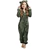 Combinaison Pyjama Enfant Fille Garçon 3-12 Ans Douce Pyjama Combinaison Surpyjama pour Enfants Grenouillère Hiver Chaude Doublée Polaire avec Capuche Oreilles de Chat Vêtement Douillet en Peluche