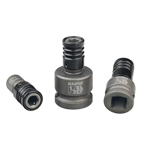 KAIFNT K352 Square Drive Quick-Release Bit Holder Socket Adapters, Impact Grade, 3-Piece
