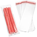 Majillux 100 Bolsas de Celofán OPP Transparentes 7 x 20 cm con Cierre Adhesivo...