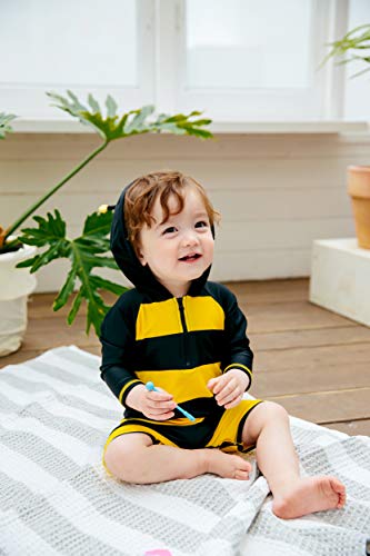 Image of VAENAIT BABY Zip & Snap Rash Guard Swimsuit, UPF 50+ One-Piece Long Sleeve Swimwear, Quick Dry Infant Beach Suit for 0~2T
