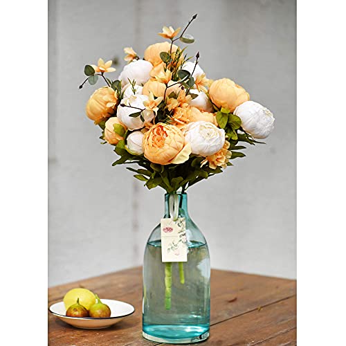 Image of FiveSeasonStuff Vintage Artificial Peonies Silk Flowers and Hydrangeas for Wedding Bridal Home Decor - Beautiful Floral Centerpiece Arrangement Decoration with 2 Bouquets (Summer Breeze)