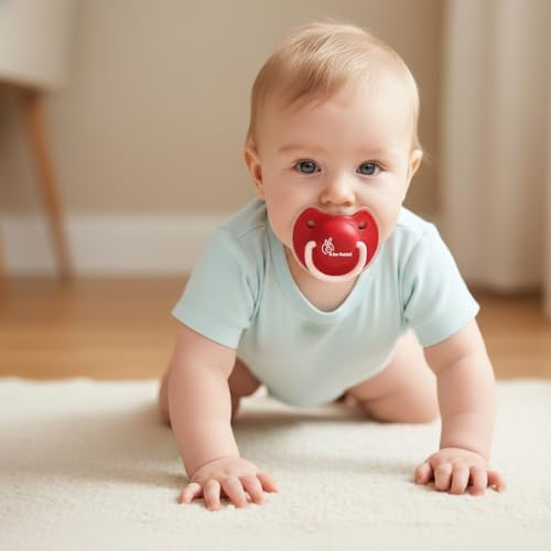 R for Rabbit Baby Tusky Pacifier Ultra Light Soft Silicone Nipple, Orthodontic Design, BPA-Free for Kids of 6 Months +|Large|Red