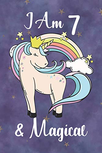 I Am 7 And Magical: Unicorn Journal Lined Notebook | Writing and Drawing Diary | 7 Year Old Birthday Gift for Girls image 3