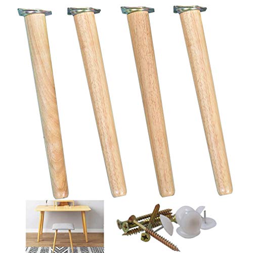 Patas de muebles de madera maciza, patas de mesa de haya 4X, patas de sofá cónicas inclinables, patas de repuesto, para mesa, armario, mesa de centro, banco, estantería, gabinete de TV, con