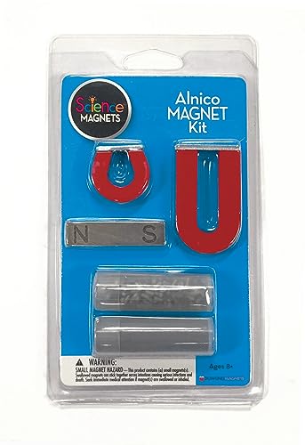 Dowling Magnets Alnico Magnet Science Kit. Magnets for Kids Including 2 Horseshoe Magnets, 1 Bar Magnet, Iron Filings and Iron Shapes for Fun Science Experiments. Item 731009. Ages 8+