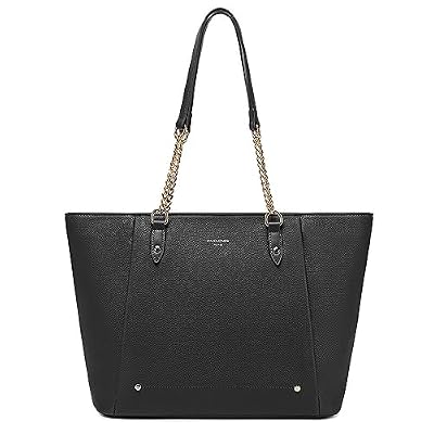 David Jones – Borsa a mano da donna – Grande borsa per la spesa A4 corsi di lavoro di grande capacità in pelle sintetica flessibile – Shopper con manici lunghi Tote Bag Elegant City, nero, Talla única