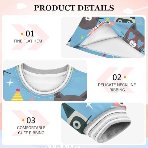 Cat in Hat Girls Dresses Long Sleeve Sweatshirt Dress for Girls Winter Toddler Casual A Line Dresses Size 2-8T3