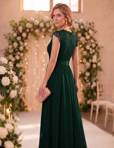 Image of Dressystar Women's V Neck Sleeveless Lace Bridesmaid Dress Wedding Party Gown