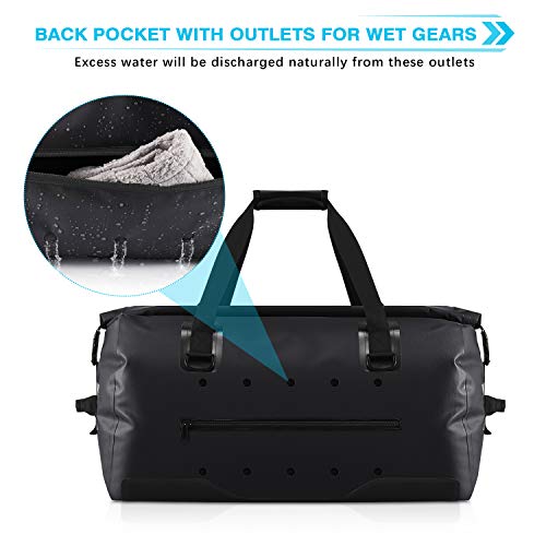 Gonex 80L Extra Large Waterproof Duffle Travel Dry Duffel Bag Ski Boot Bag with Durable Straps and Handles for Snowboard Ski Kayaking Boating, Perfect to Keep Your Gear Safe Black