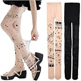 Luxylei 2 Pares De Medias De Piano para Mujer, Estilo Caprichoso, con Estampado De Notas Musicales, Estilo Gótico, Estilo Y2k, Transparentes Y Elásticas.