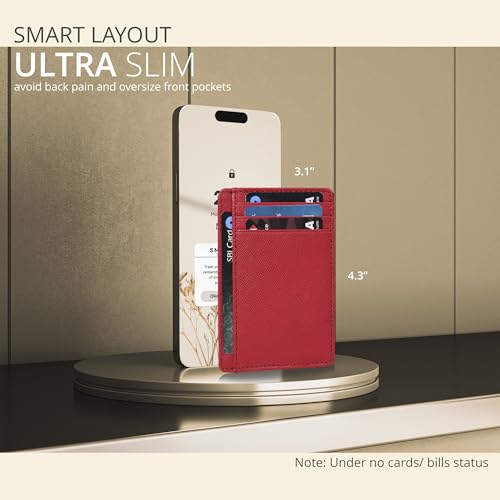 Image of Slim Minimalist Leather RFID Blocking Front Pocket Wallet, Credit Card