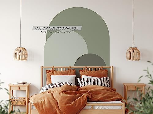 Coloritto Dusty Green Modern Arch Wall Decal | Peel and Stick Arch Wall Sticker | Removable Self Adhesive Boho Mural | Headboard Sticker (48