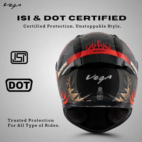 Image of Vega Bolt Bunny Premium Smart Bluetooth Full-Face Helmet - Advanced Safety, Shockproof, Aerodynamic, Comfortable Black RED M