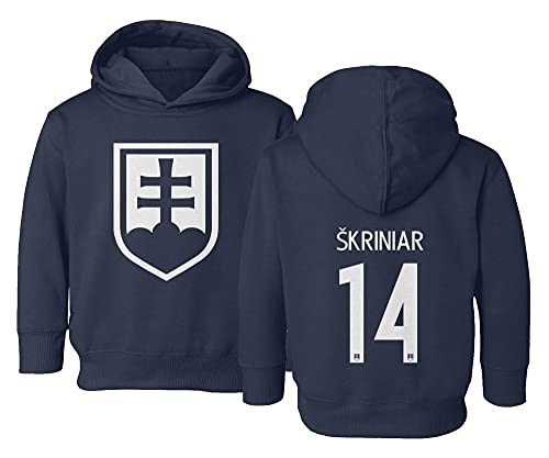 Flaura European Soccer 2020 Slovakia #14 Milan SKRINIAR Jersey Style Little Kids Girls Boys Toddler Hooded Sweatshirt (Navy, 2T)
