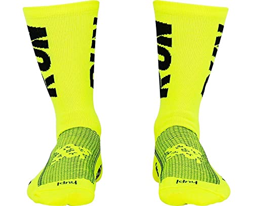 Meia Hupi Run para corrida Amarelo Neon/Preto, Cor: Amarelo Neon/preto