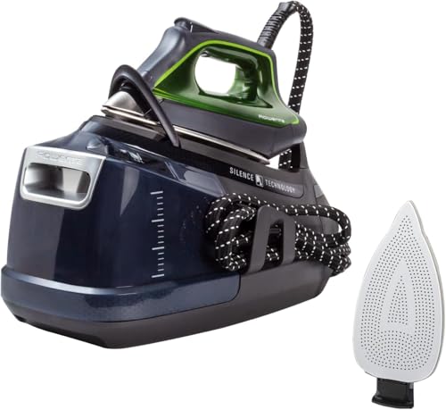 Rowenta Silence Steam Pro 2800W + Suela antibrillos, Pack exclusivo de centro de planchado y suela antibrillos, 8 bares de presión, golpe de vapor de 600 g/min, desinfecta tus prendas, DG9248MAN