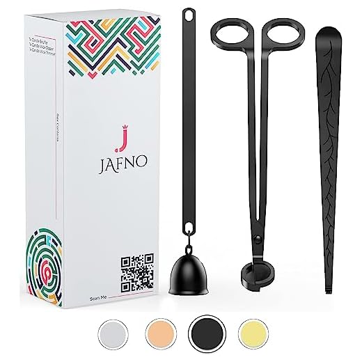 JAFNO 3 In1 Candle Wick Trimmer, Candle Snuffer Extinguisher, Wick Dipper, Candle Accessories for Candle Care Include Candle Scissors, Candle Snuffer and Wick Trimmer for Smoke-Free Flame (Black)