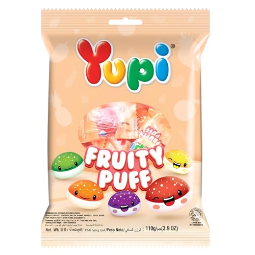 Yupi Fruity Puff Gummy Candy 110g Delicious Soft & Chewy Fruity Gummies Fun Snack for Kids & Adults