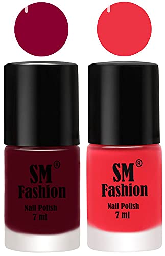 Image of Long Lasting Nail Polish | Nail Paint Combo 7 ml Each) - Set of 2 Boysenberry-Rose Pink